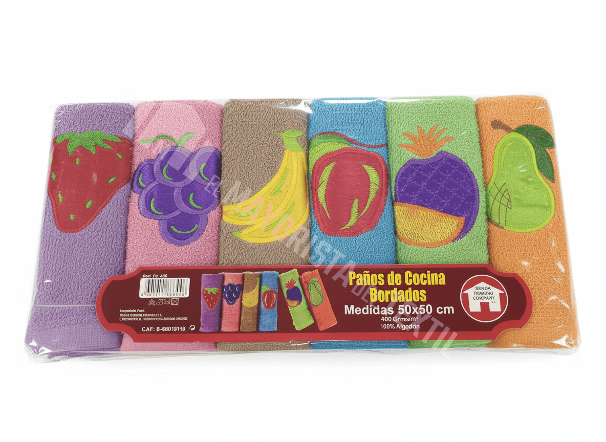 Pack de 6 Paños de Cocina Bordados Modatex