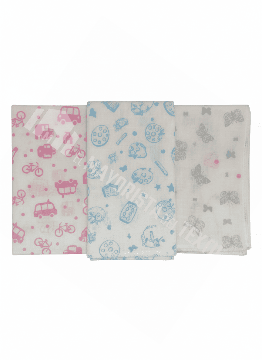 Pack 12 Gasas Estampadas Bebé Baby Pecas